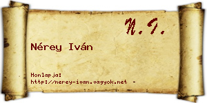 Nérey Iván névjegykártya